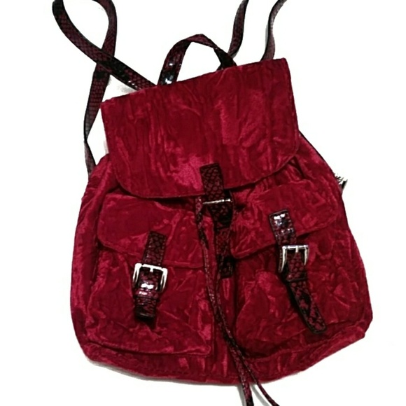 red velvet backpack